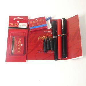 Sheaffer Calligraphy Pens Lot Red Black Italic Fountain Pen